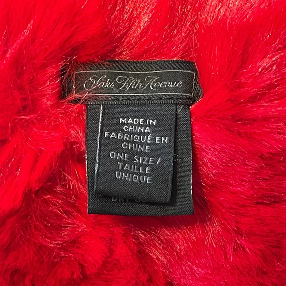 Saks Fifth Avenue Faux‎ Fur Color Block Scarf Pink Red Burgundy One Size